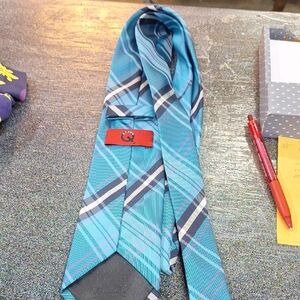 Men's Turquoise Plaid Tie - Brand Q